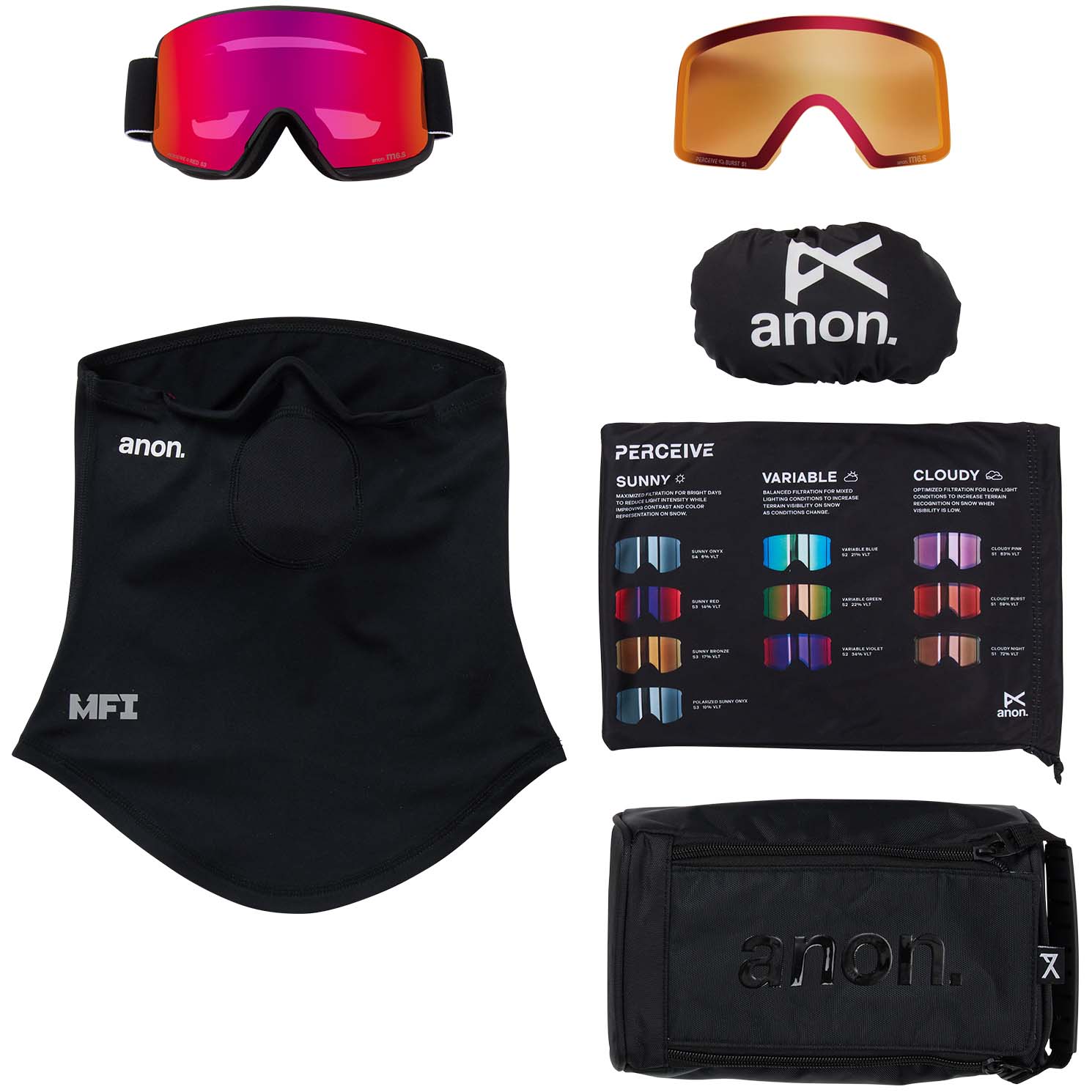 Anon M6S Ski/Snowboard Goggles + MFI Face Mask
