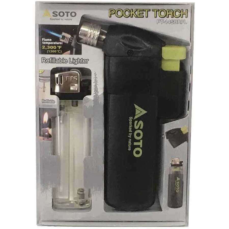 Soto Pocket Torch + Refillable Lighter Wind-Resistant Lighter