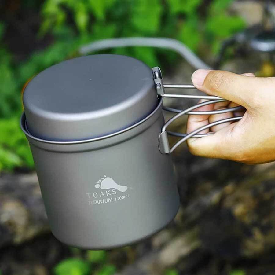 Toaks Titanium Pot With Pan CKW-1100 Ultralight Camping Cookware