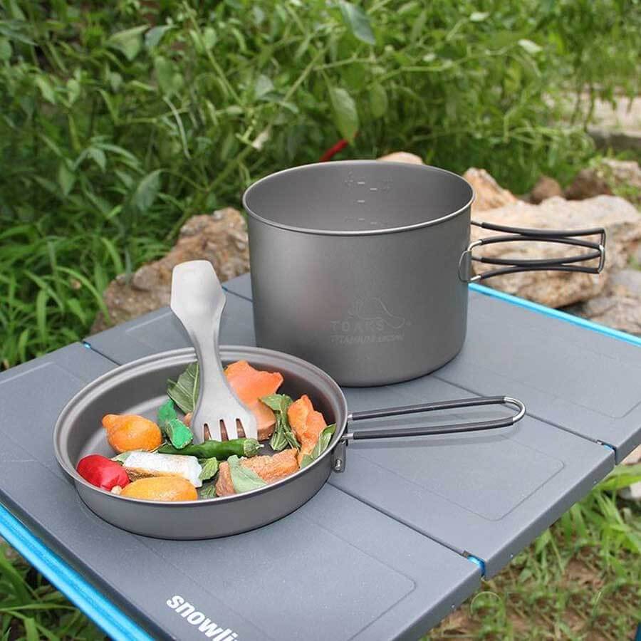 Toaks Titanium Pot With Pan CKW-1600 Ultralight Camping Cookware