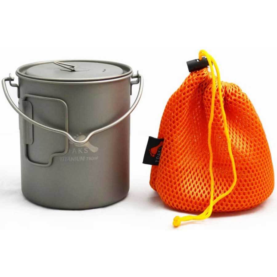 Toaks Titanium Pot with Bail Handle POT-750-BH Ultralight Camping Cookware