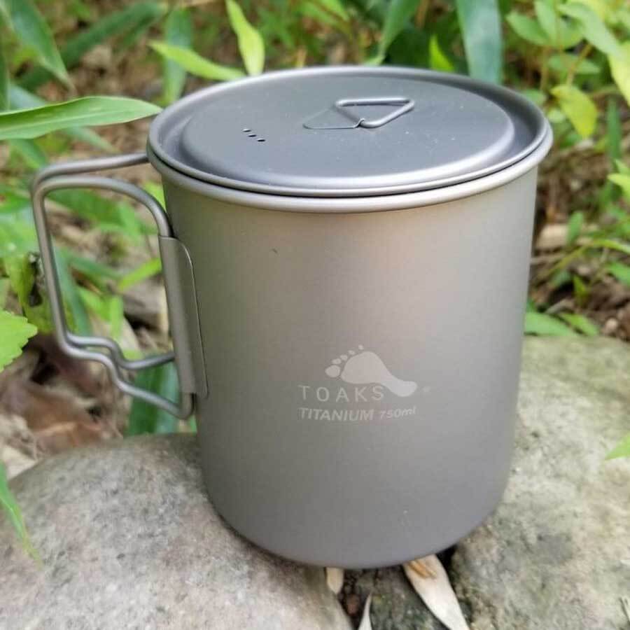 Toaks Titanium Pot with Bail Handle POT-750-BH Ultralight Camping Cookware