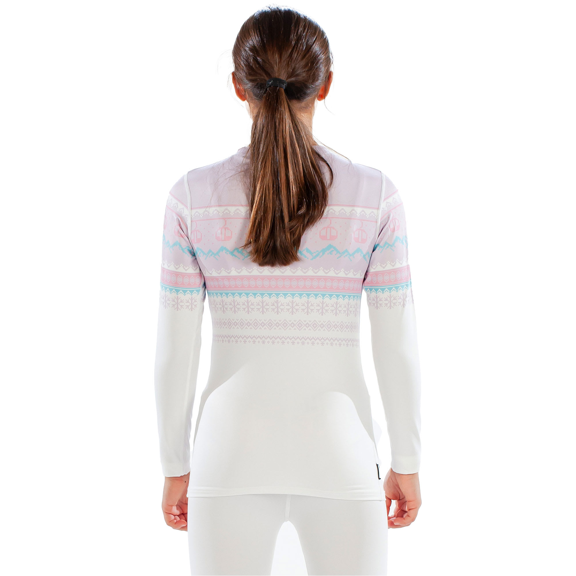 Surfanic Cozy Girls Fairisle Kids'; Crew Neck Long Sleeve Base Layer 