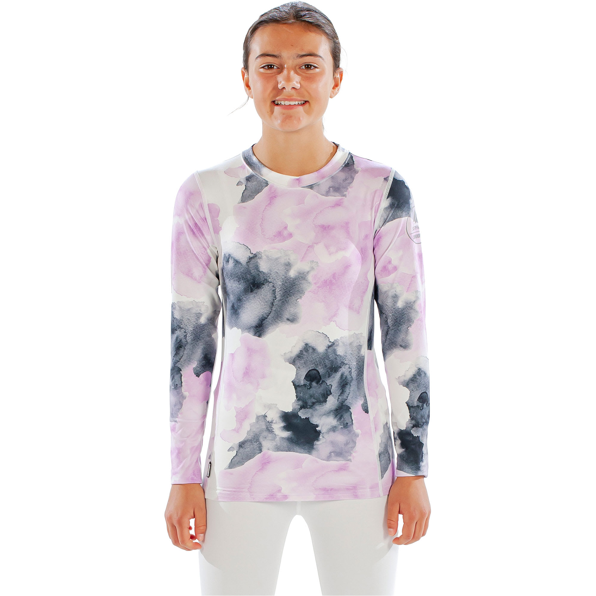 Surfanic Cozy Girls Watercolour Kids' Crew Neck Long Sleeve Base Layer