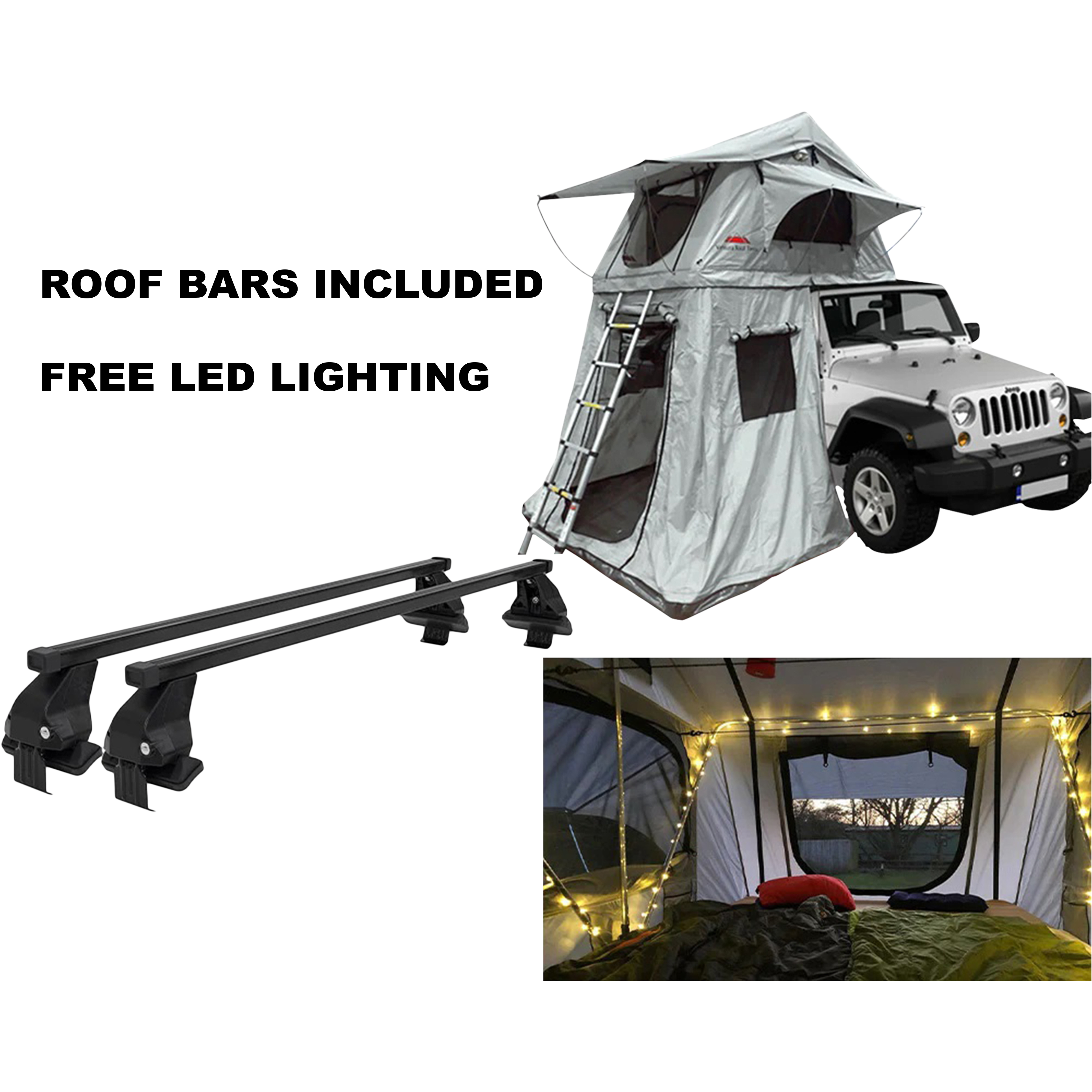 Ventura Deluxe 1.4 Roof Top Tent + Annex + Roof Bars + LED Lighting