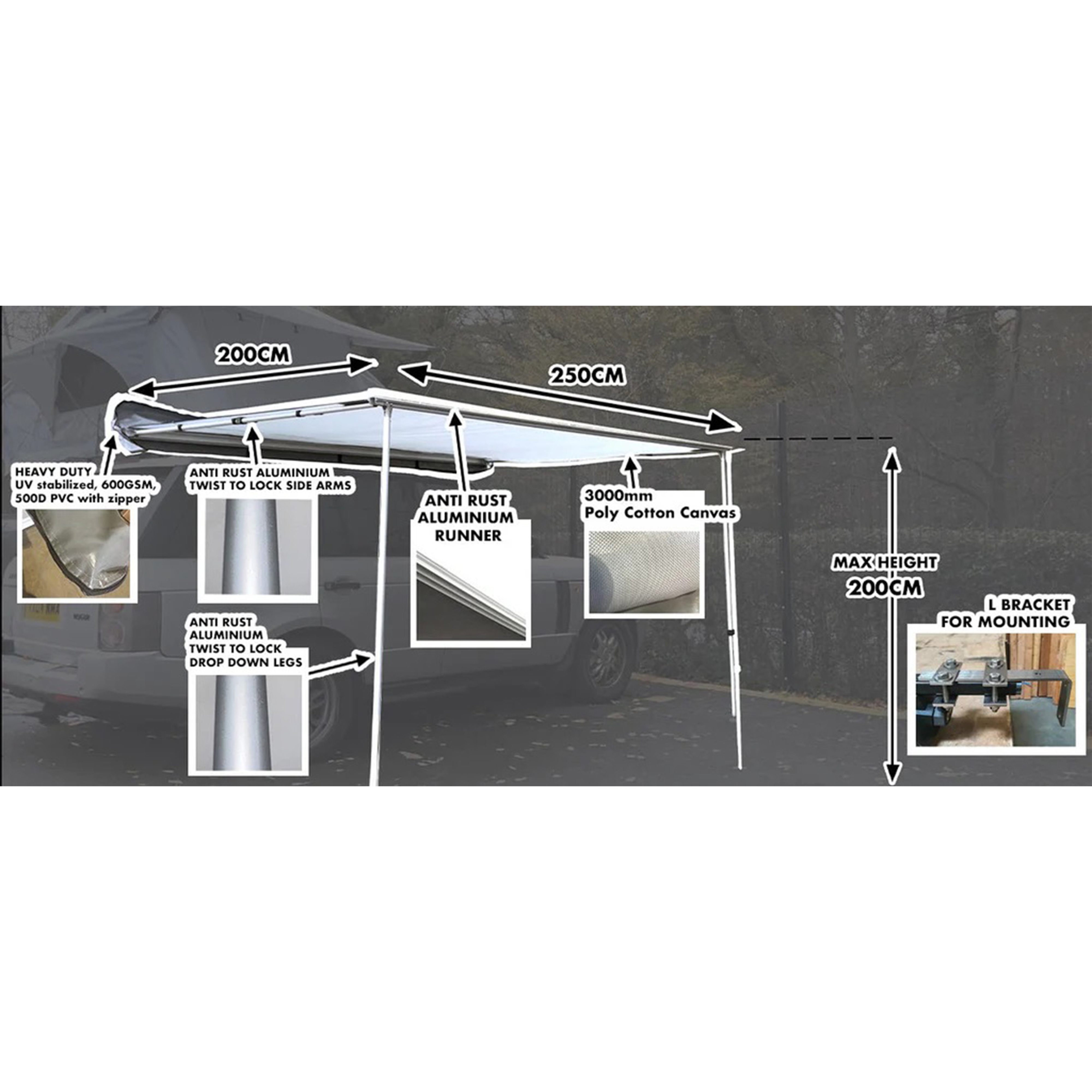 Extended Ventura Deluxe 1.4 Roof Top Tent + Side Awning