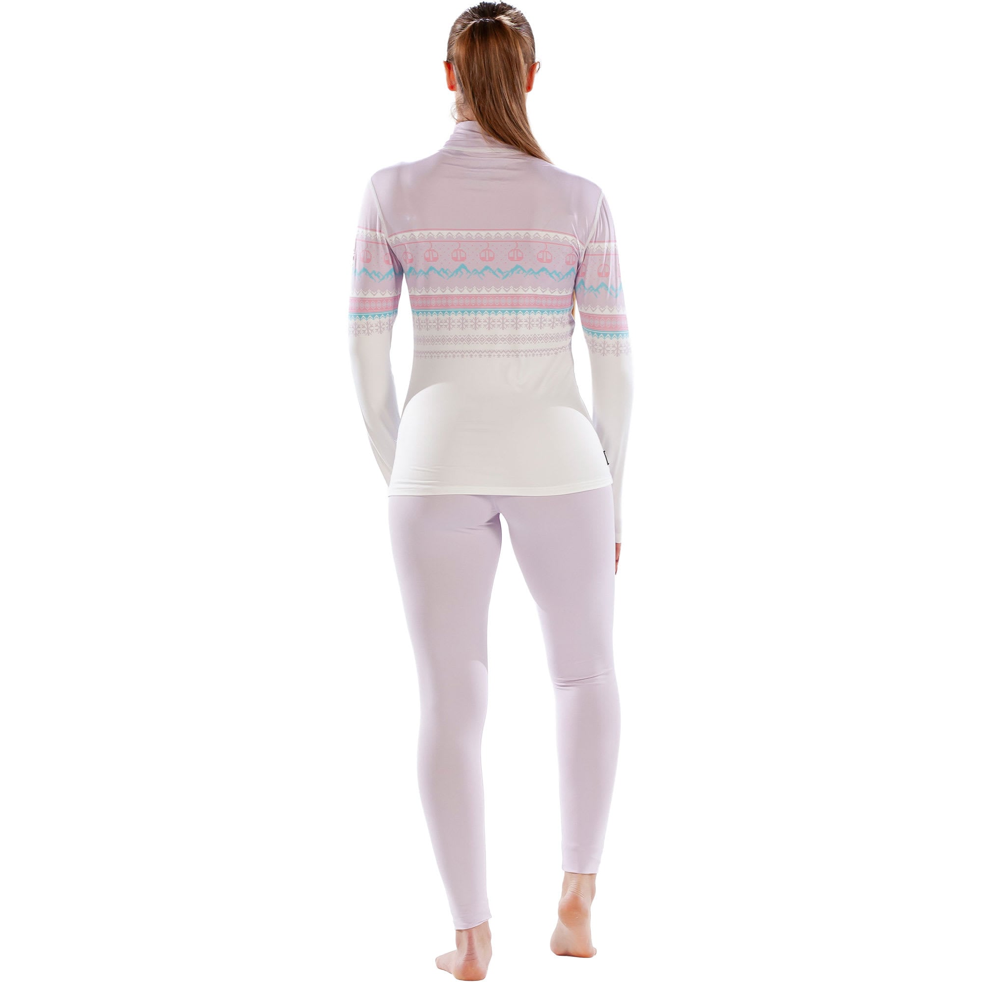 Womens Cozy Fairisle Zip Neck Long Sleeved Base Layer