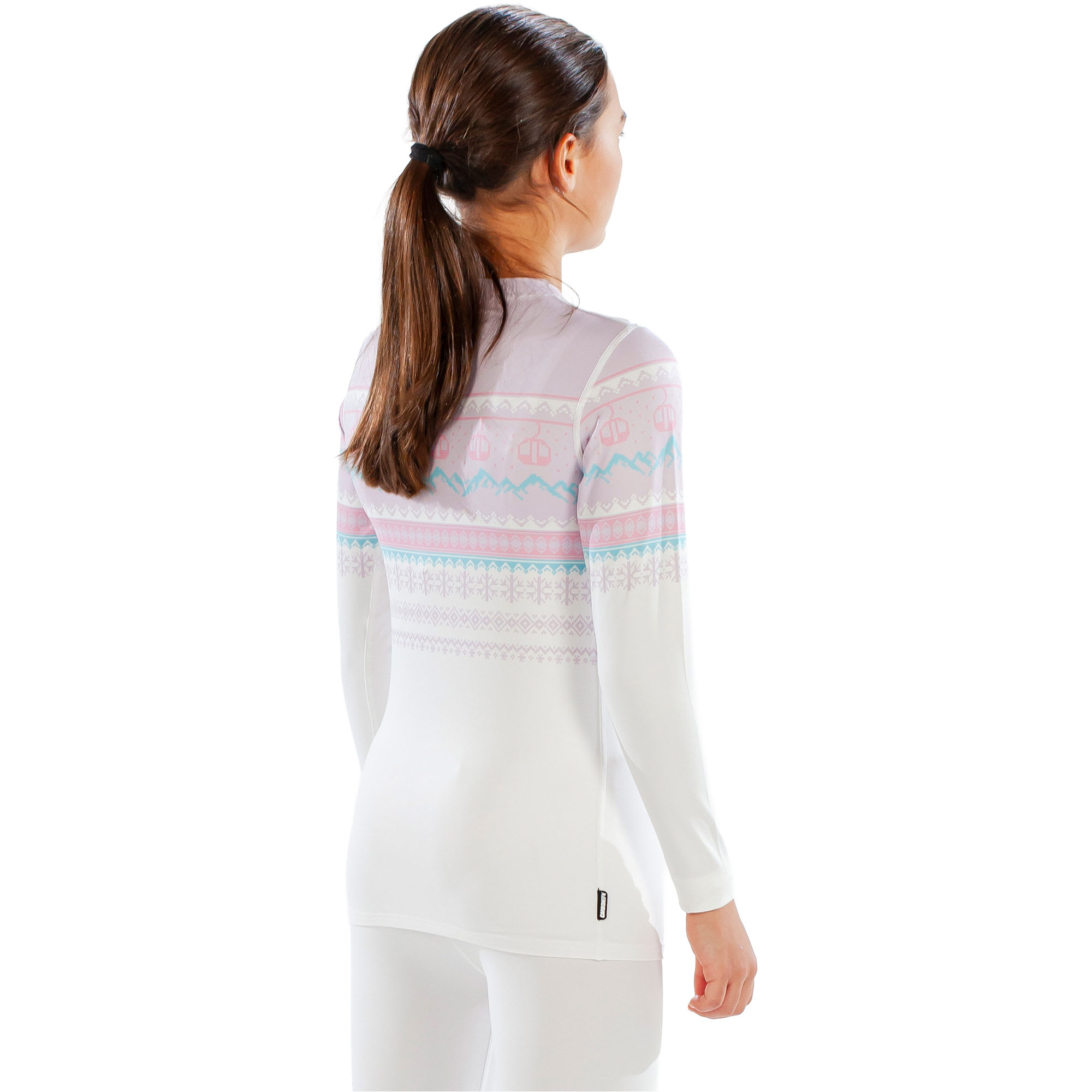Surfanic Cozy Girls Fairisle Kids'; Crew Neck Long Sleeve Base Layer 