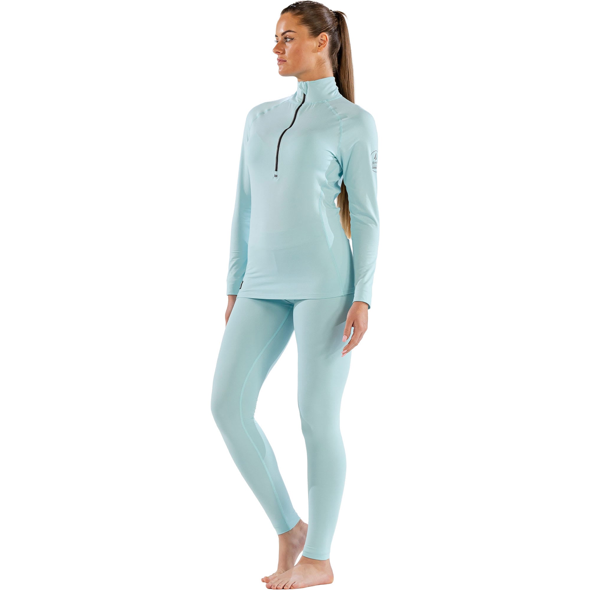 Womens Cozy Zip Neck Long Sleeved Base Layer Top