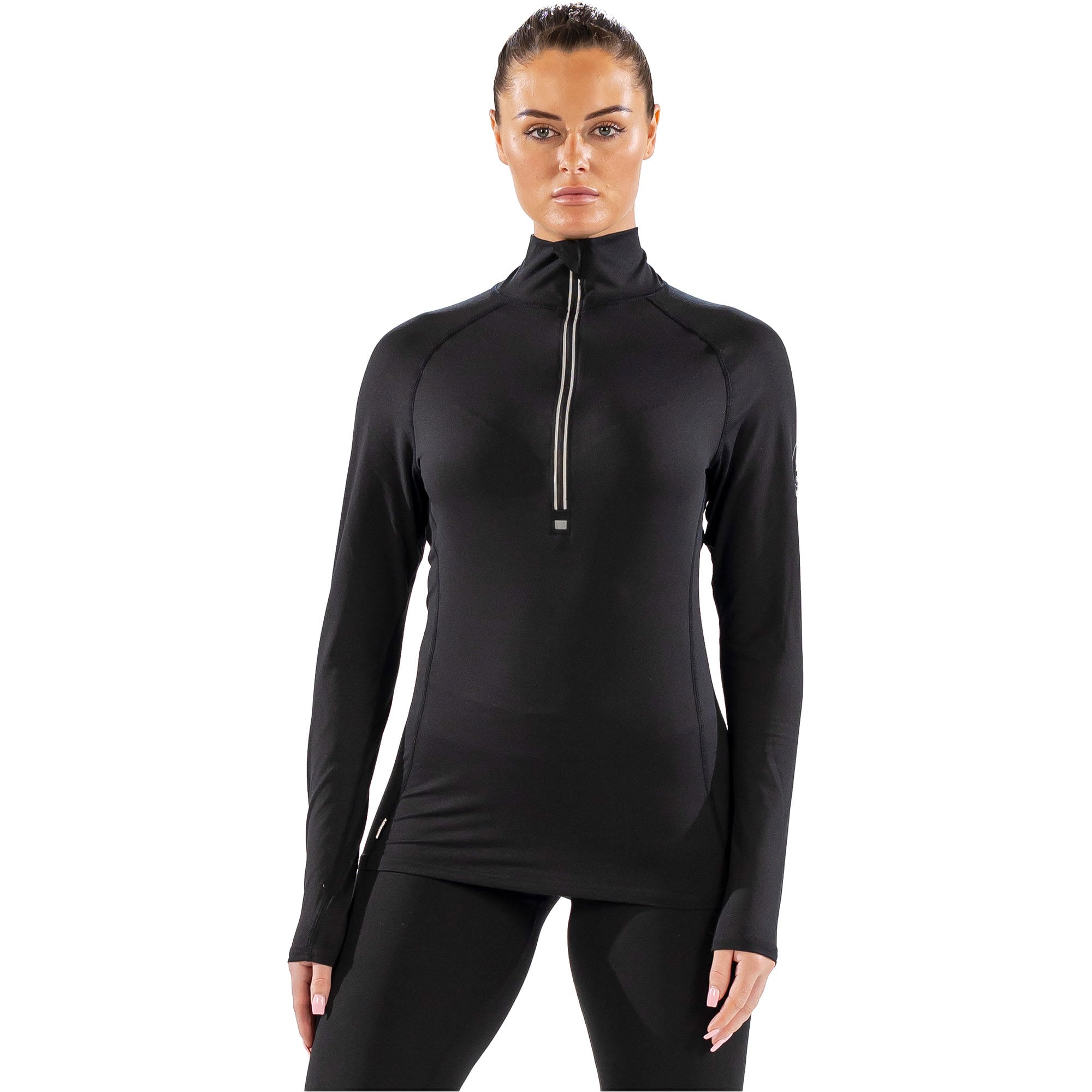 Womens Cozy Zip Neck Long Sleeved Base Layer Top