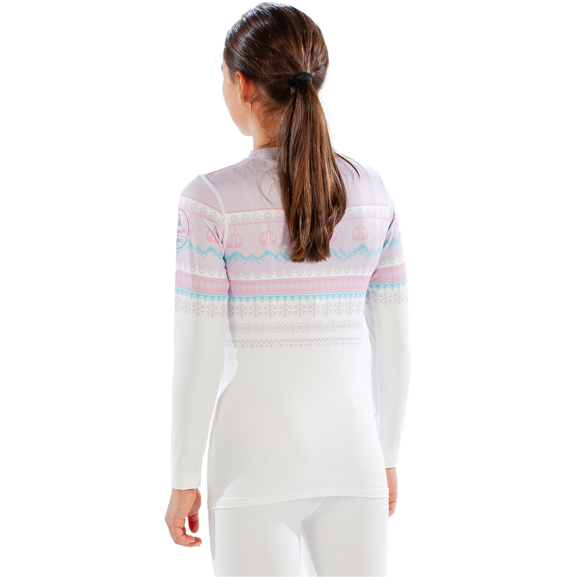 Surfanic Cozy Girls Fairisle Kids'; Crew Neck Long Sleeve Base Layer 
