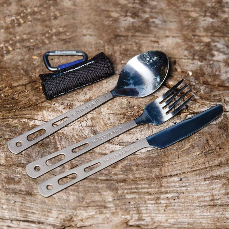 Lifeventure Titanium Cutlery Set Ultralight Camping Utensils