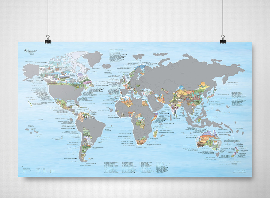 Awesome Maps Hiking Map Scratch Edition World Wall Map