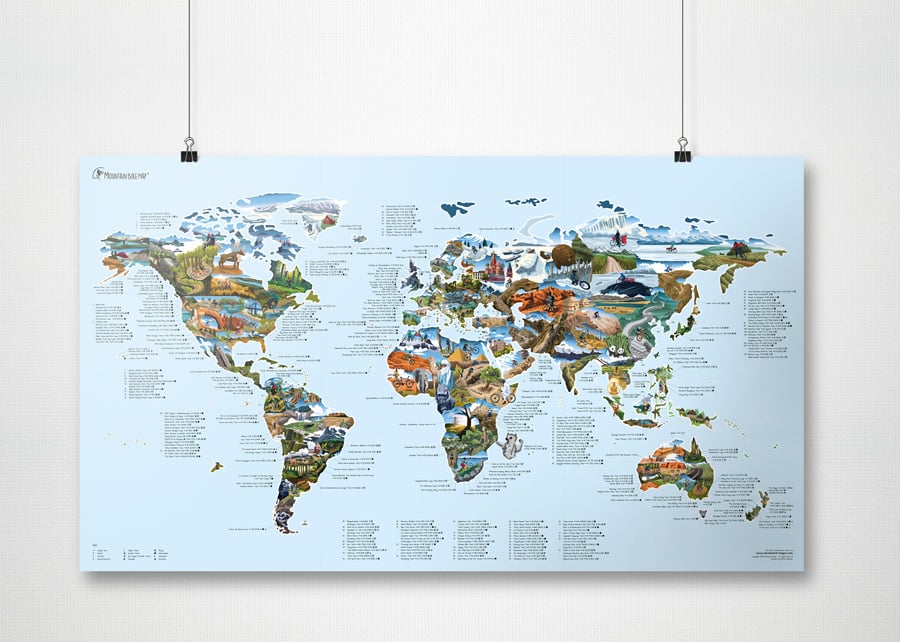 Awesome Maps Mountain Bike Map Cycle Trails World Wall Map