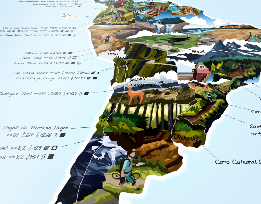 Awesome Maps Mountain Bike Map Cycle Trails World Wall Map