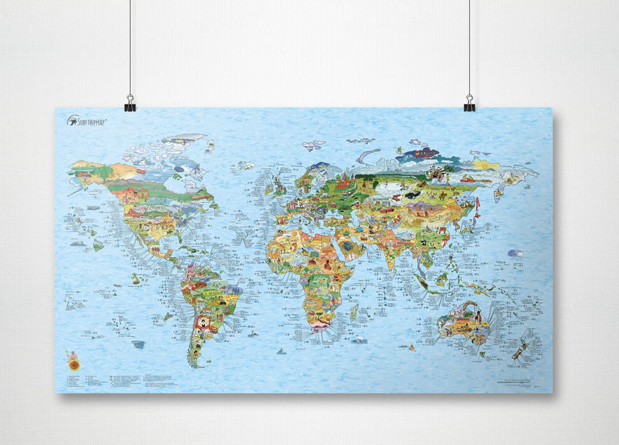 Awesome Maps Surftrip Map Surfing Spots Of The World Wall Map