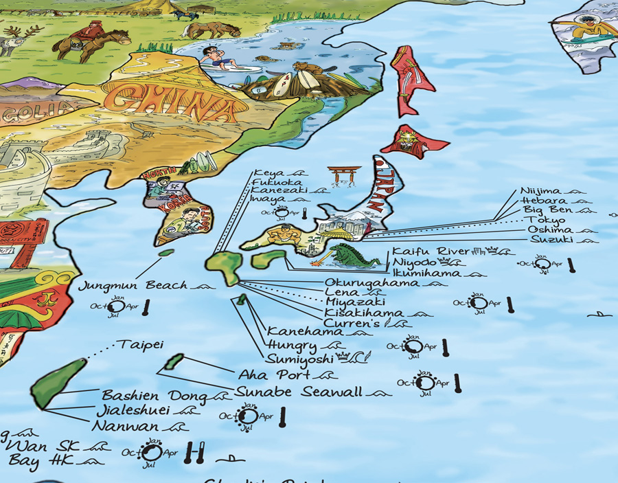 Awesome Maps Surftrip Map Surfing Spots Of The World Wall Map