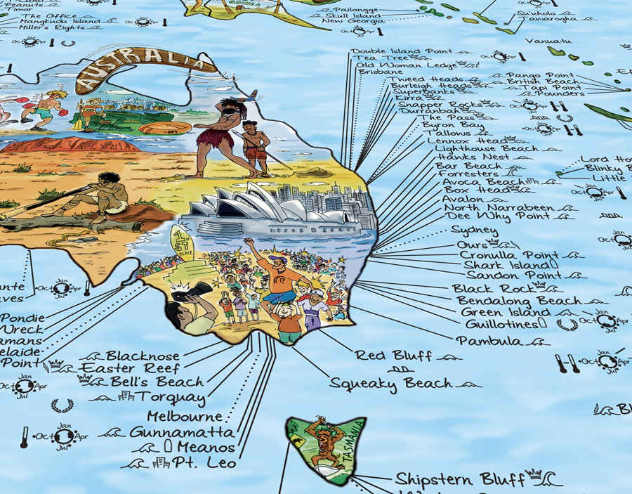 Awesome Maps Surftrip Map Surfing Spots Of The World Wall Map