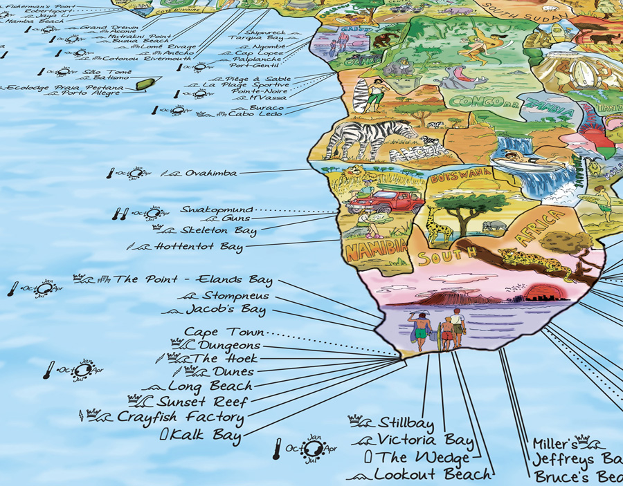 Awesome Maps Surftrip Map Surfing Spots Of The World Wall Map