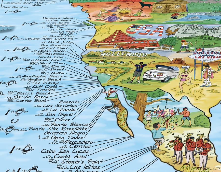 Awesome Maps Surftrip Map Surfing Spots Of The World Wall Map