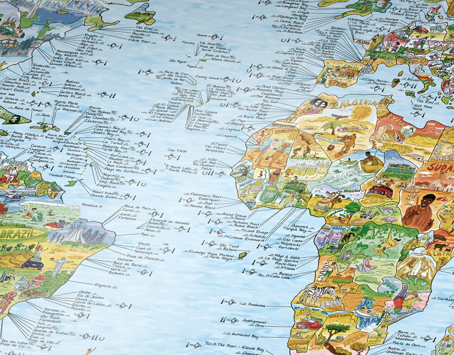 Awesome Maps Surftrip Map Surfing Spots Of The World Wall Map