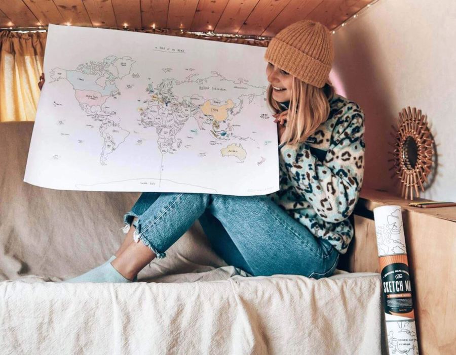 Awesome Maps Sketch Map Illustrated World Wall Map