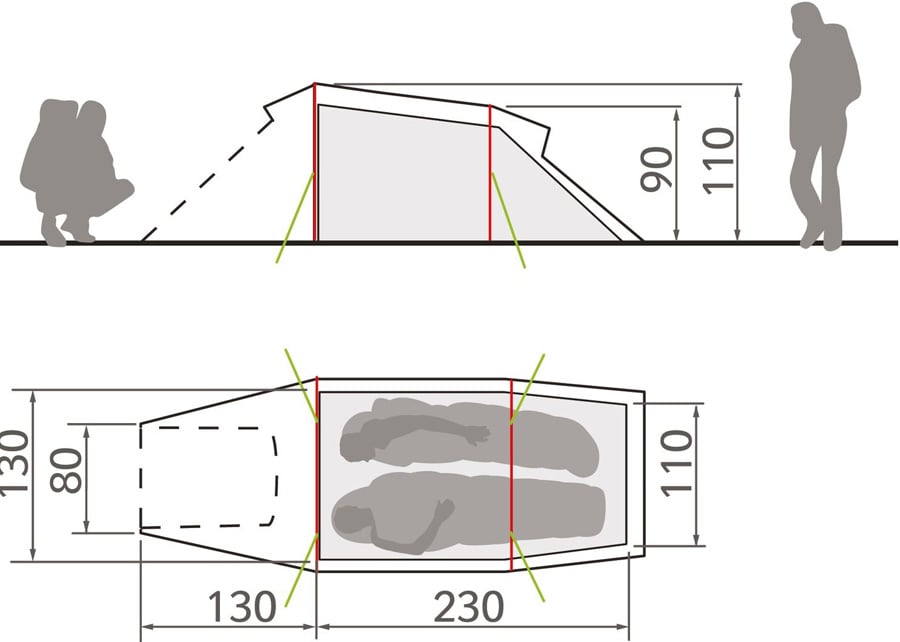 Vaude Arco 2 + Footprint Hiking Tent & Groundsheet