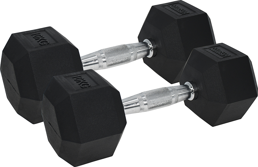 Urban Fitness Equipment Rubber Coated Pro Hex Dumbbells
