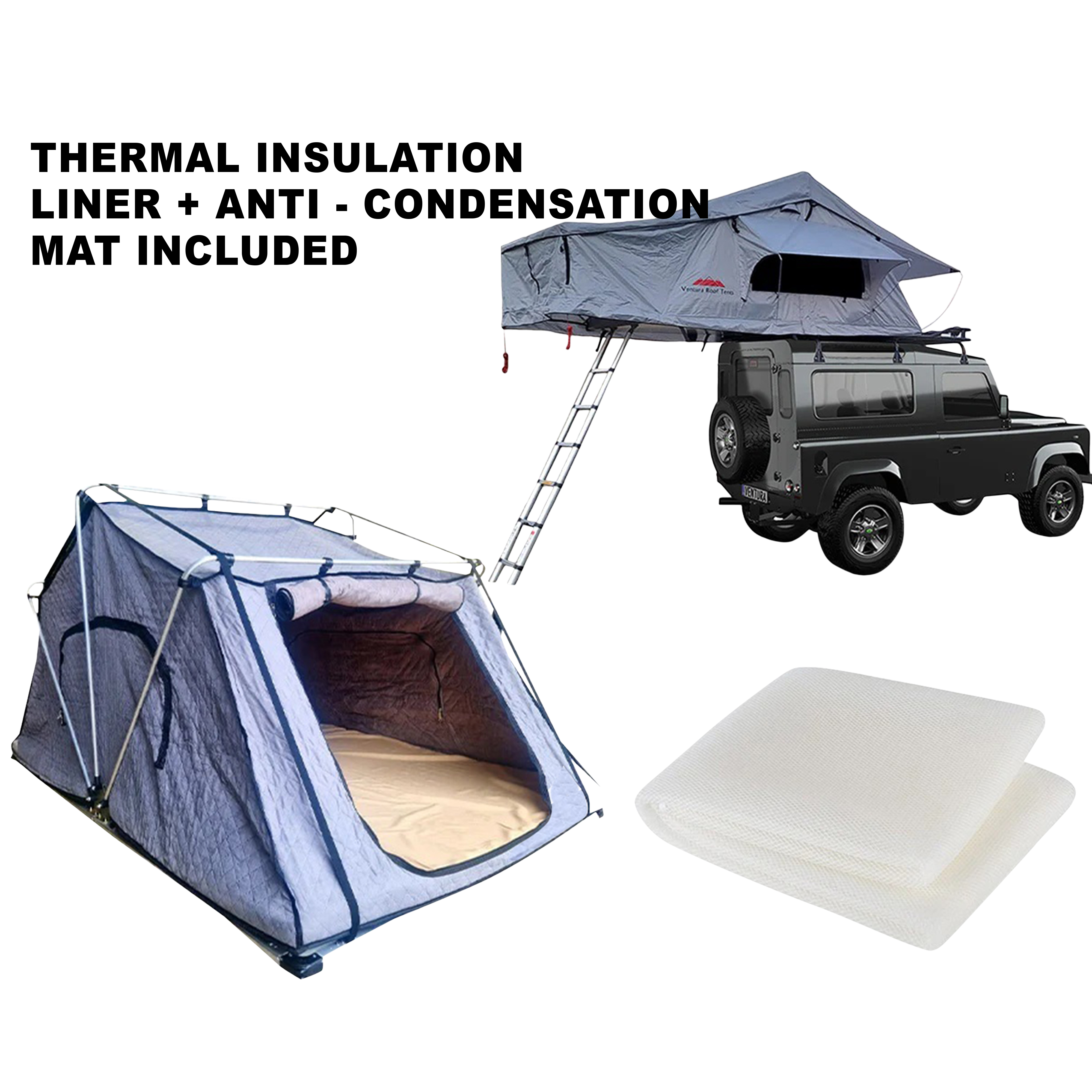 Extended Ventura Deluxe 1.4 Roof Top Tent + Thermal Liner + Anti Condensation Mattress