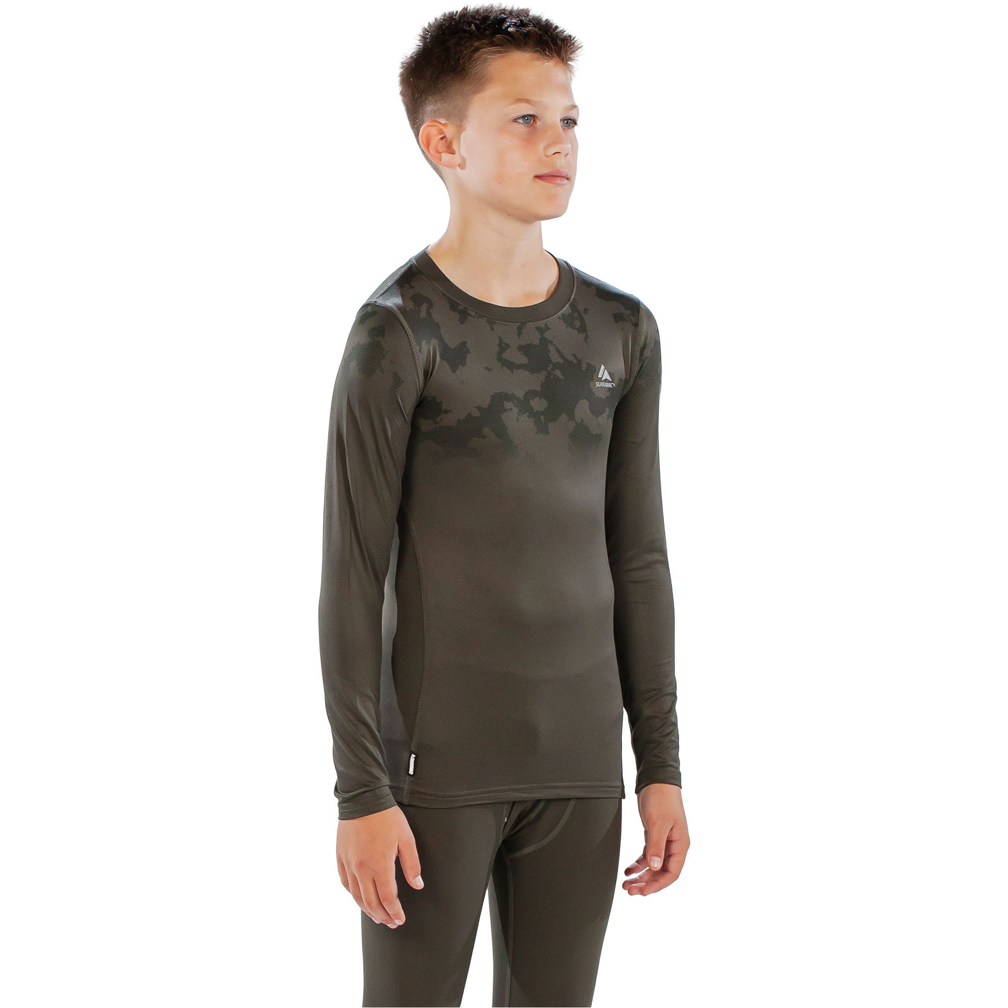 Surfanic Bodyfit Boys Broken Map Crew Neck Kids'; Crew Neck Long Sleeve Base Layer 