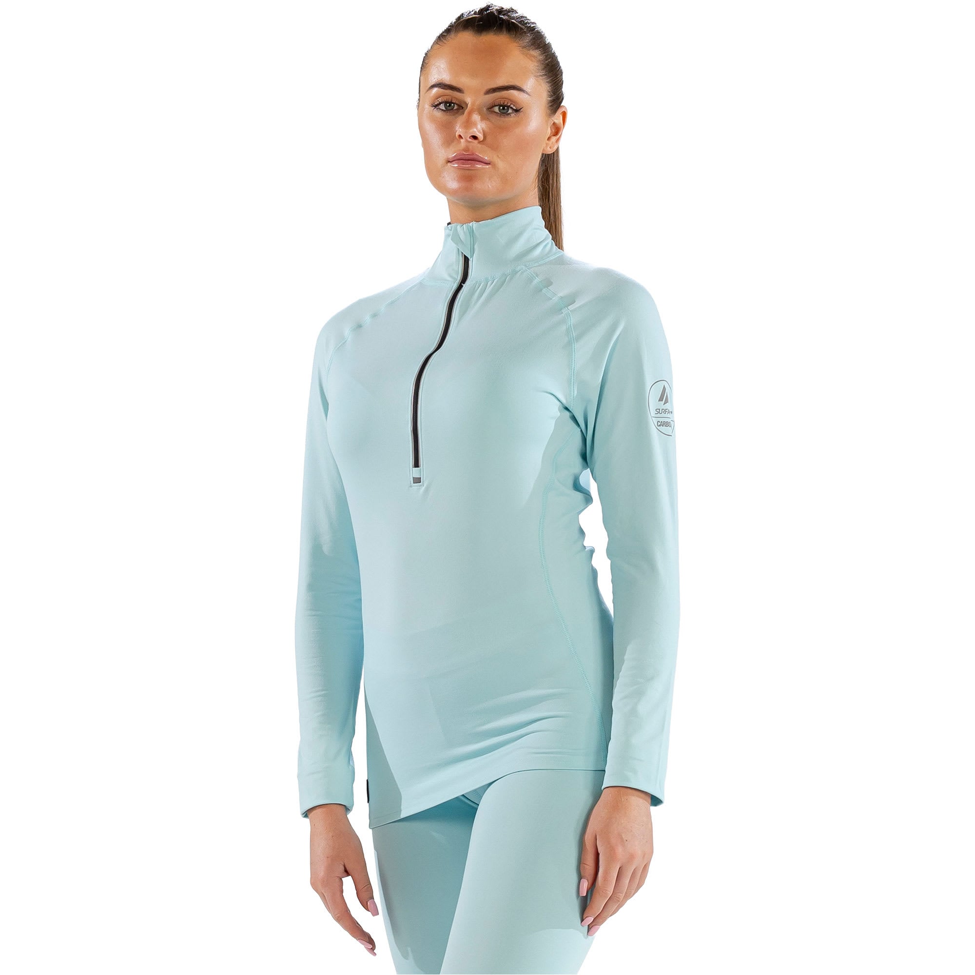 Womens Cozy Zip Neck Long Sleeved Base Layer Top