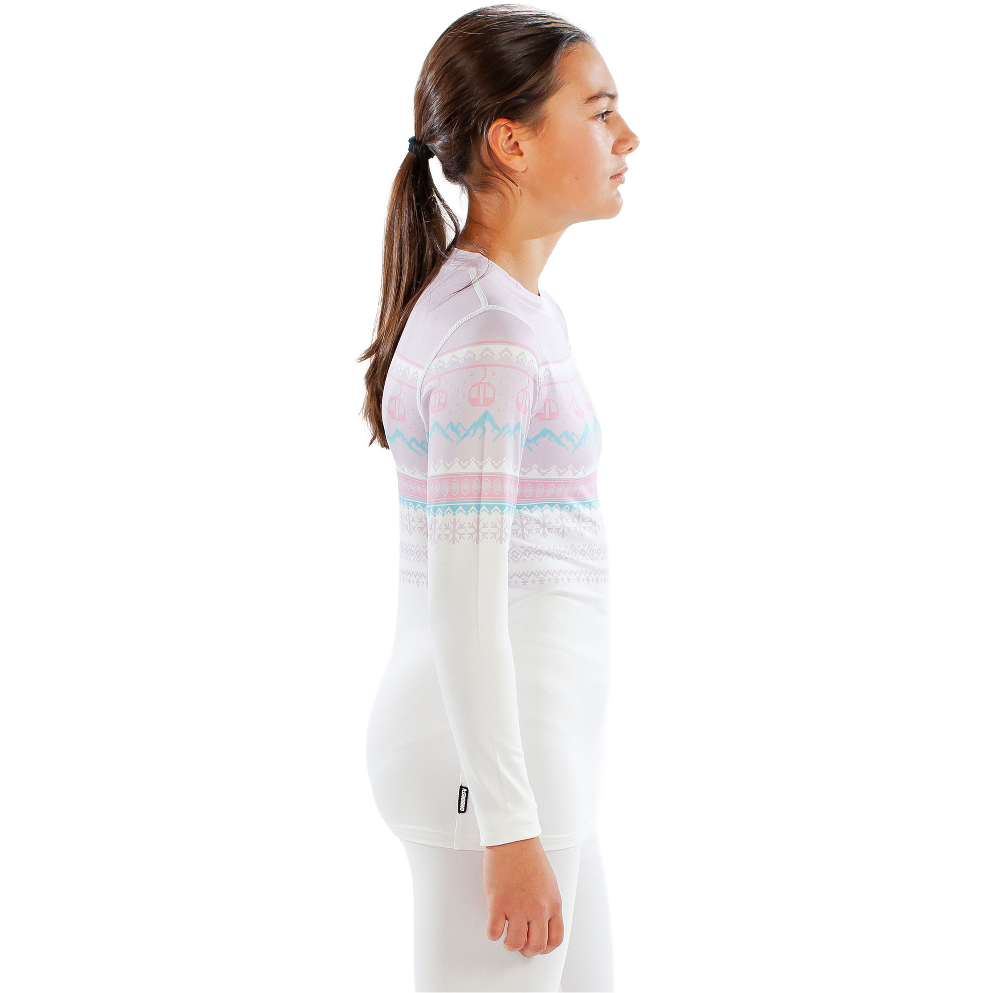 Surfanic Cozy Girls Fairisle Kids'; Crew Neck Long Sleeve Base Layer 