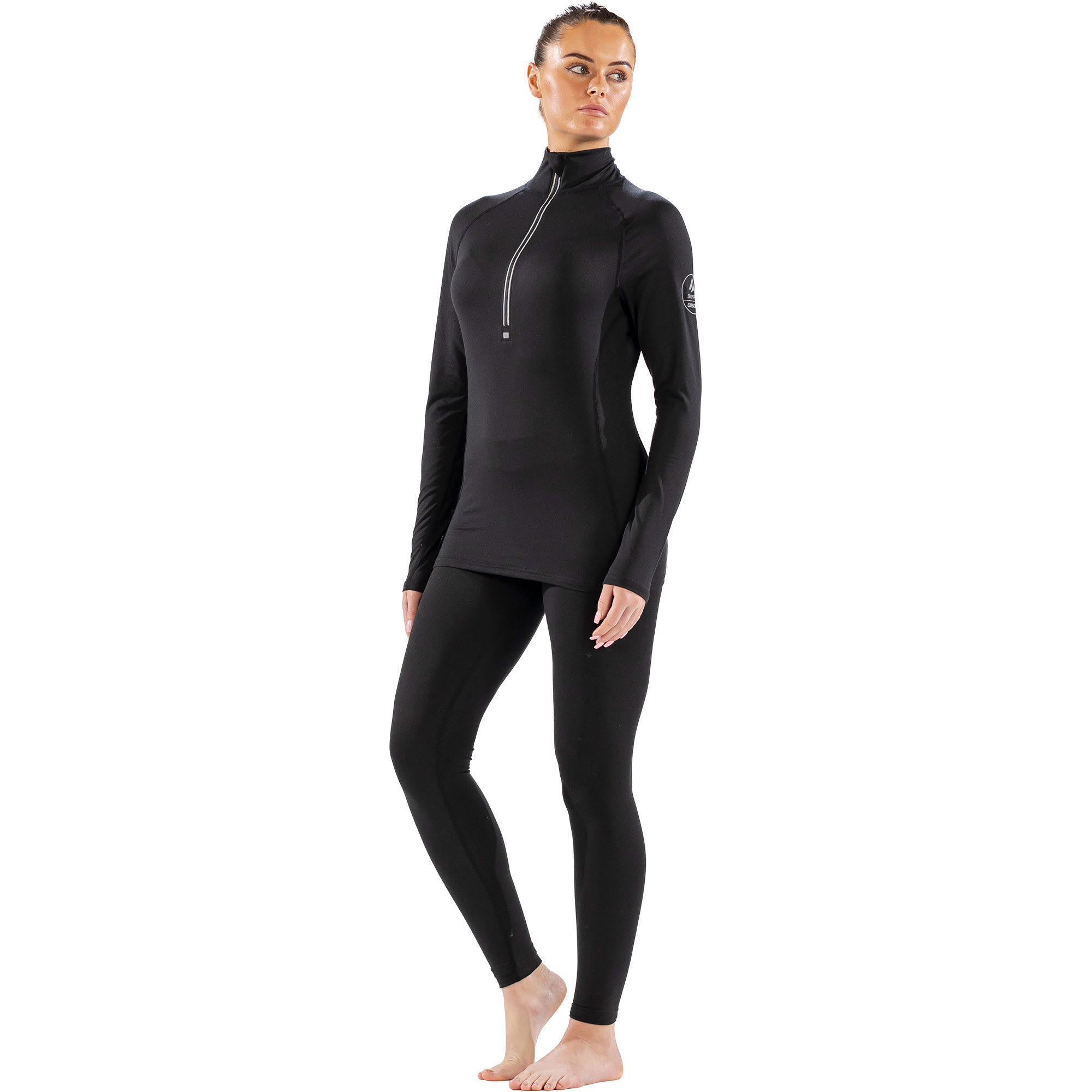 Womens Cozy Zip Neck Long Sleeved Base Layer Top