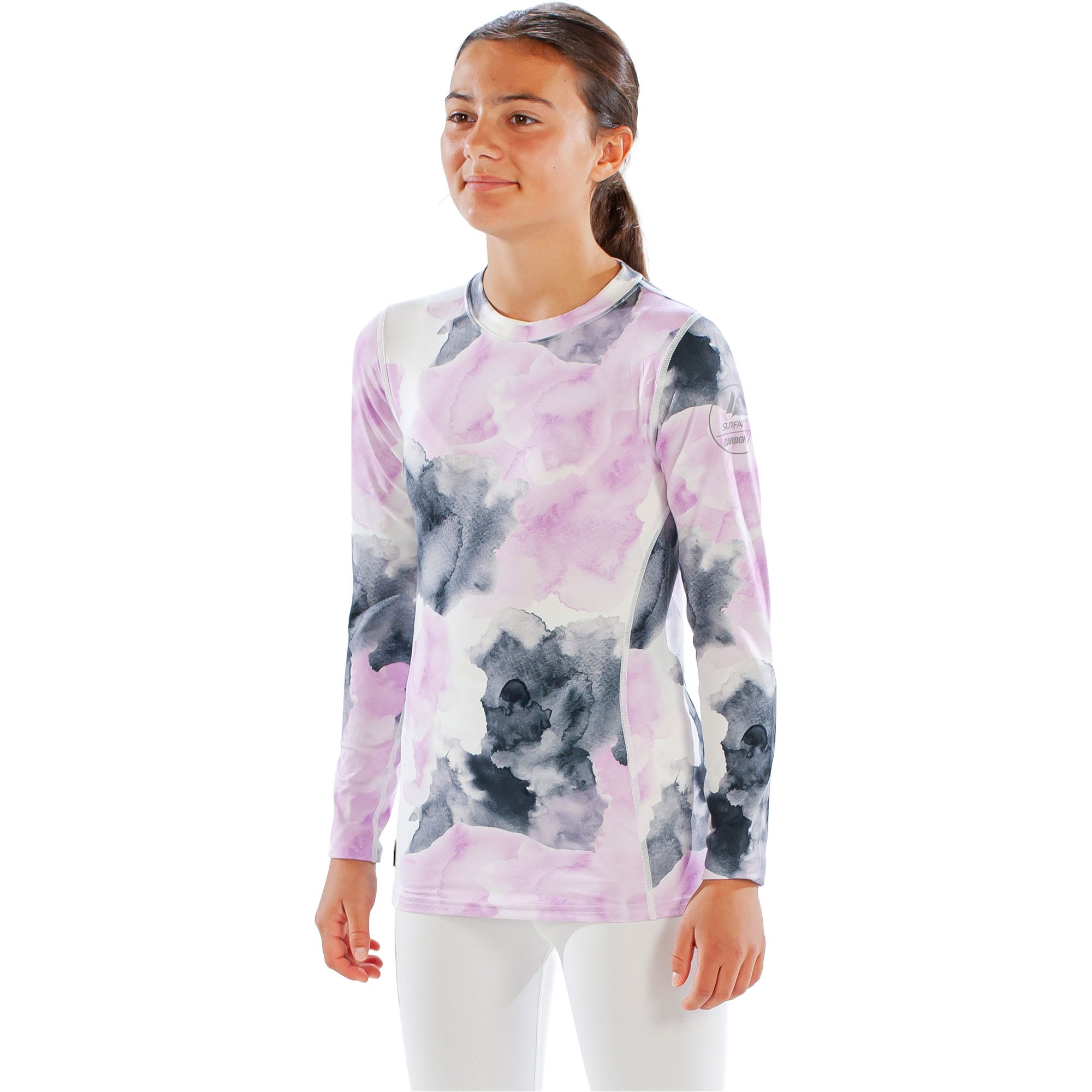 Surfanic Cozy Girls Watercolour Kids' Crew Neck Long Sleeve Base Layer