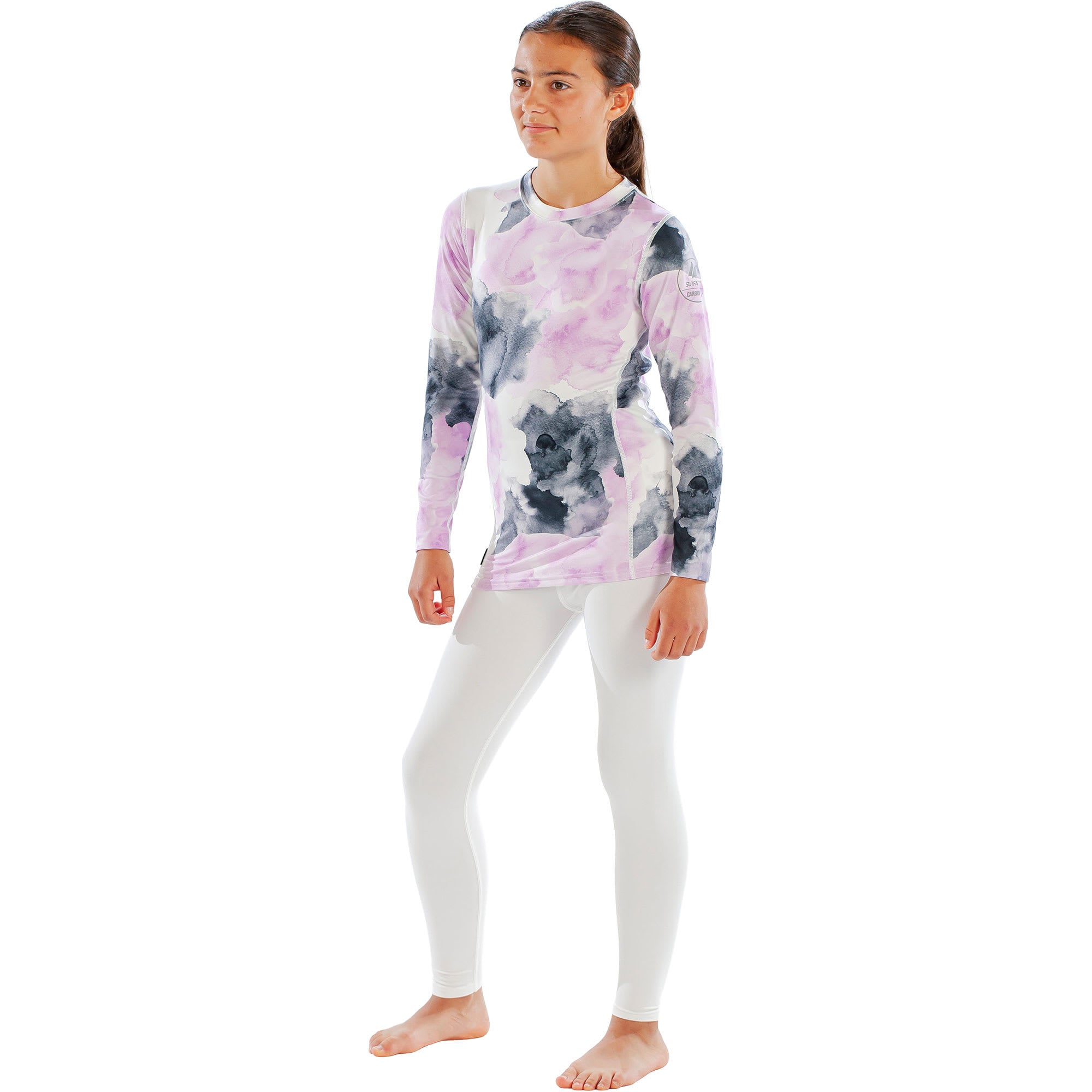 Surfanic Cozy Girls Watercolour Kids' Crew Neck Long Sleeve Base Layer