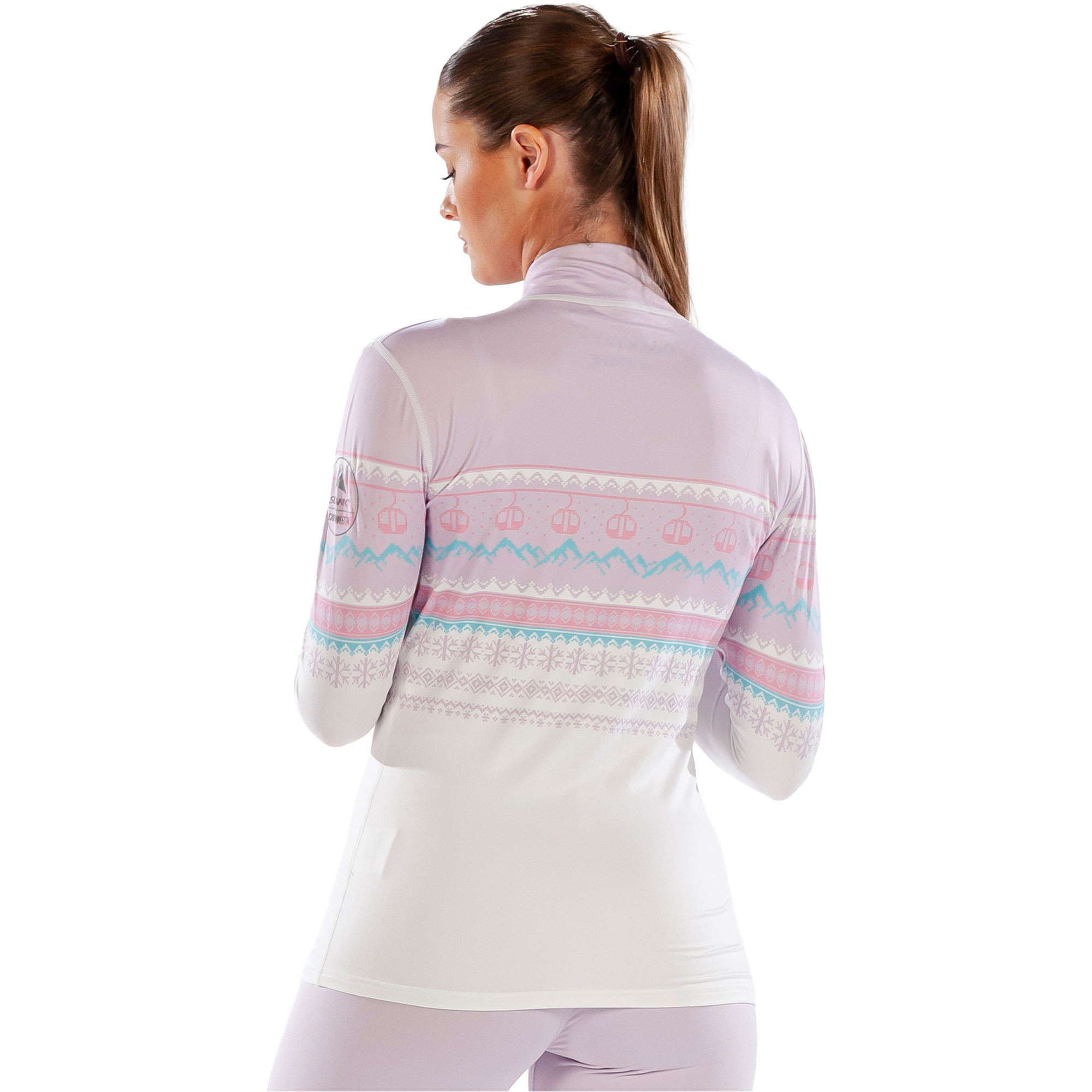 Womens Cozy Fairisle Zip Neck Long Sleeved Base Layer