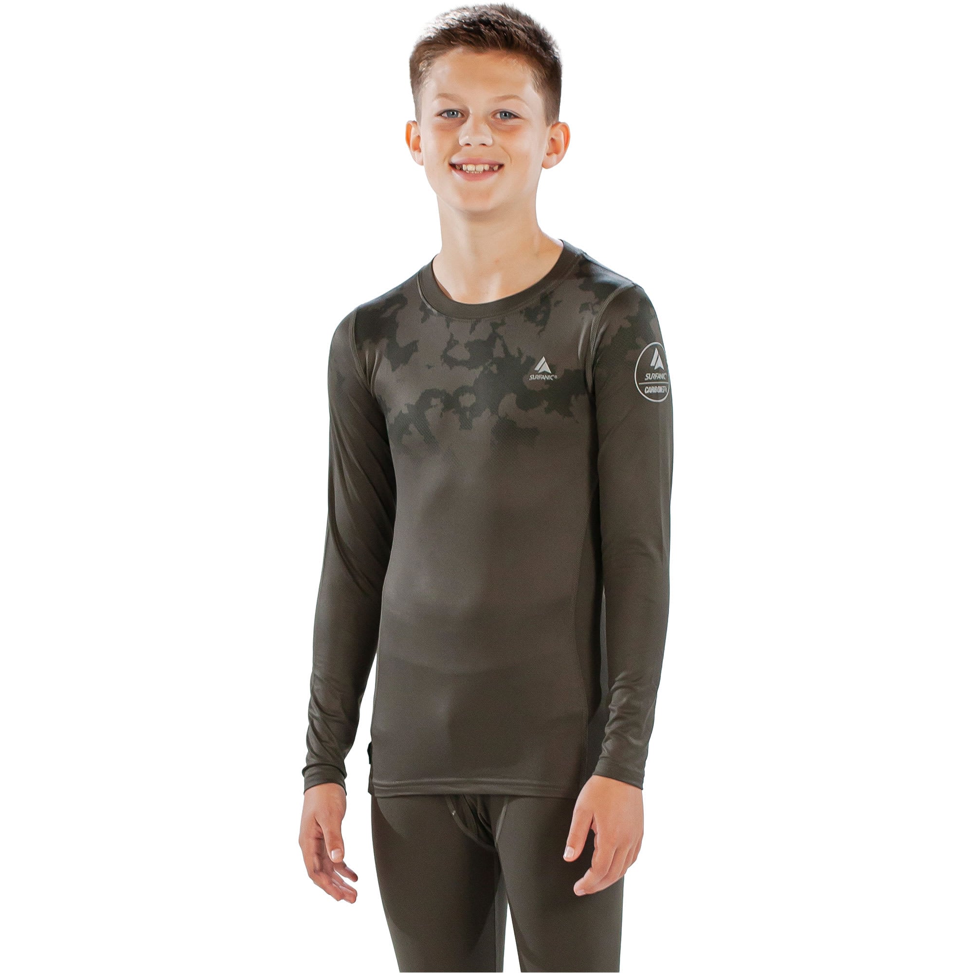 Surfanic Bodyfit Boys Broken Map Crew Neck Kids'; Crew Neck Long Sleeve Base Layer 